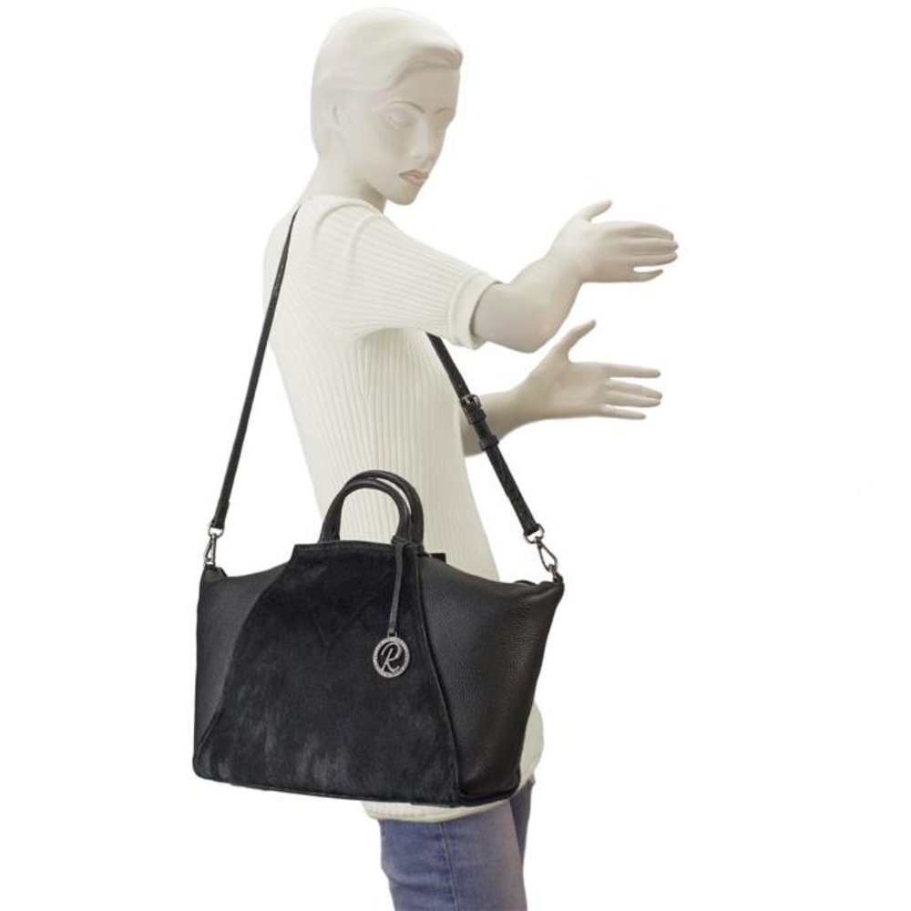 Raviani Black Pebble Grain Leather Satchel